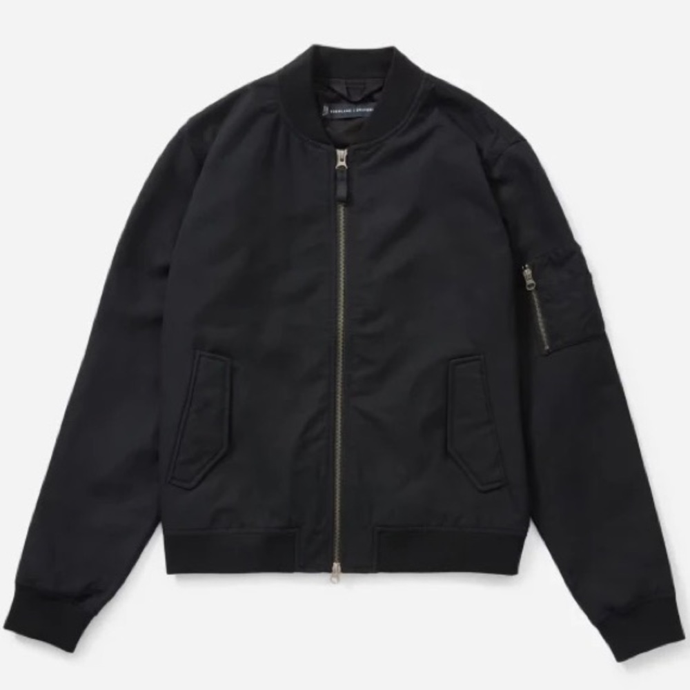 EVERLANE UNIFORM Mens The Bomber Jacket Black Zip Front Pockets Size Large